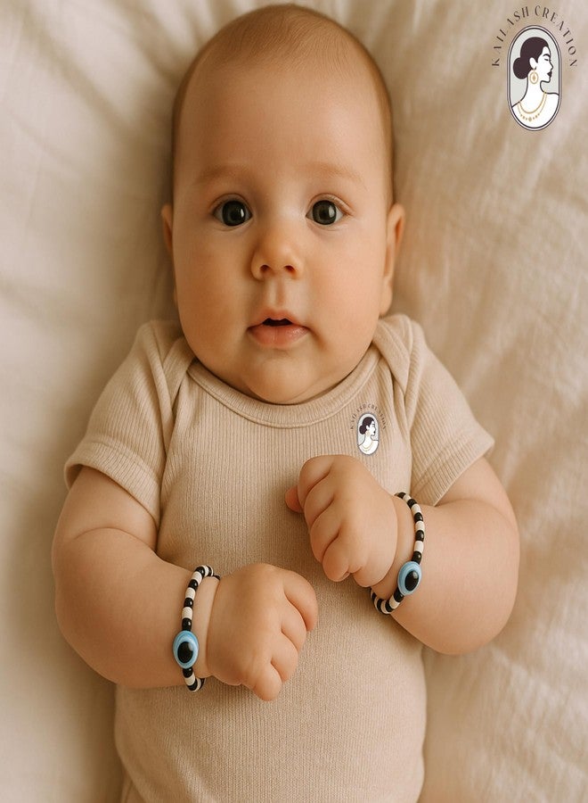 Kailash Creation Evil Eye Nazariya Bracelets for Baby Boys & Girls | Black & White Adjustable Thread Nazar Battu | Protective Cotton Bracelet for Kids (0-5 Years) - Image 2